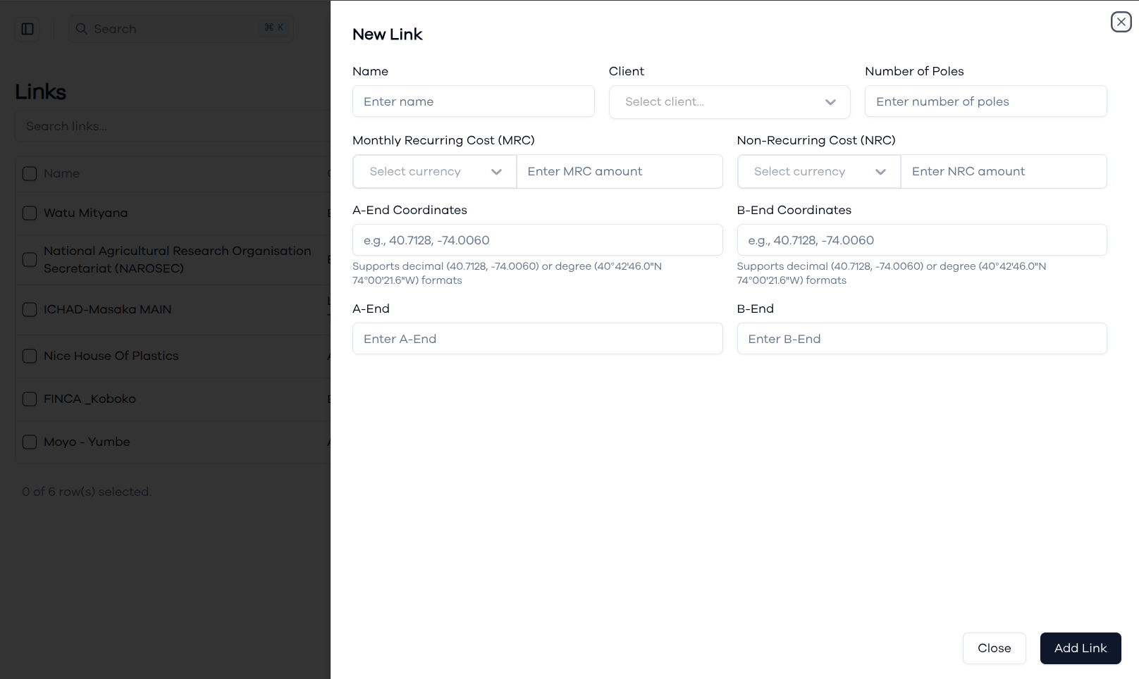 Creating New Link