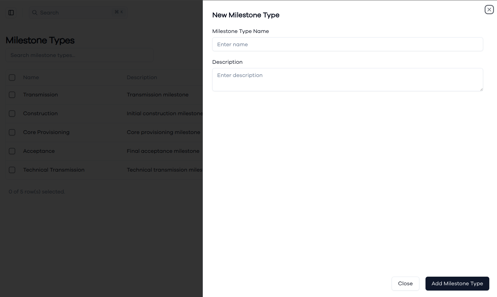 Creating New Milestone Type