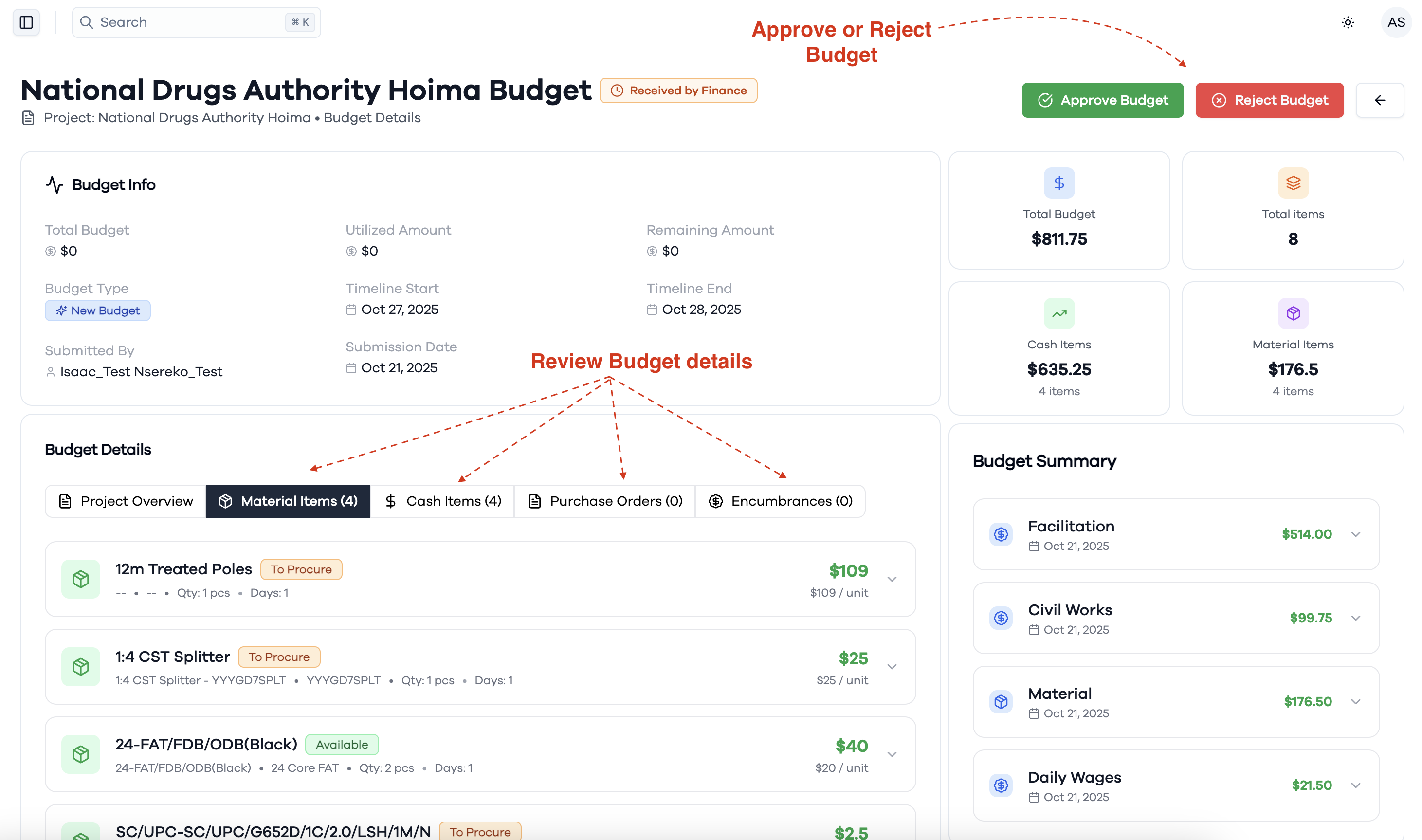Review and Approve Budget