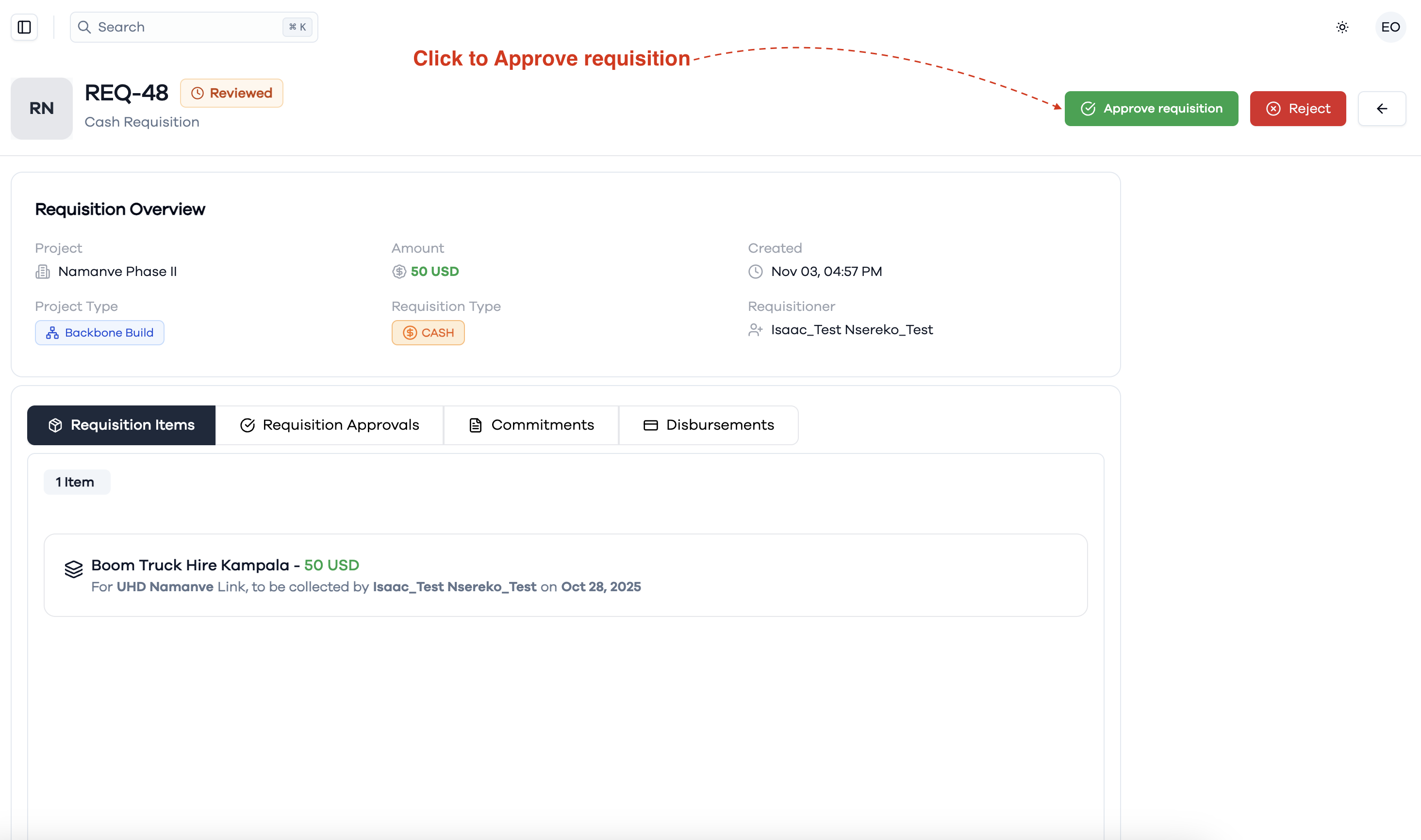 Approve Requisition
