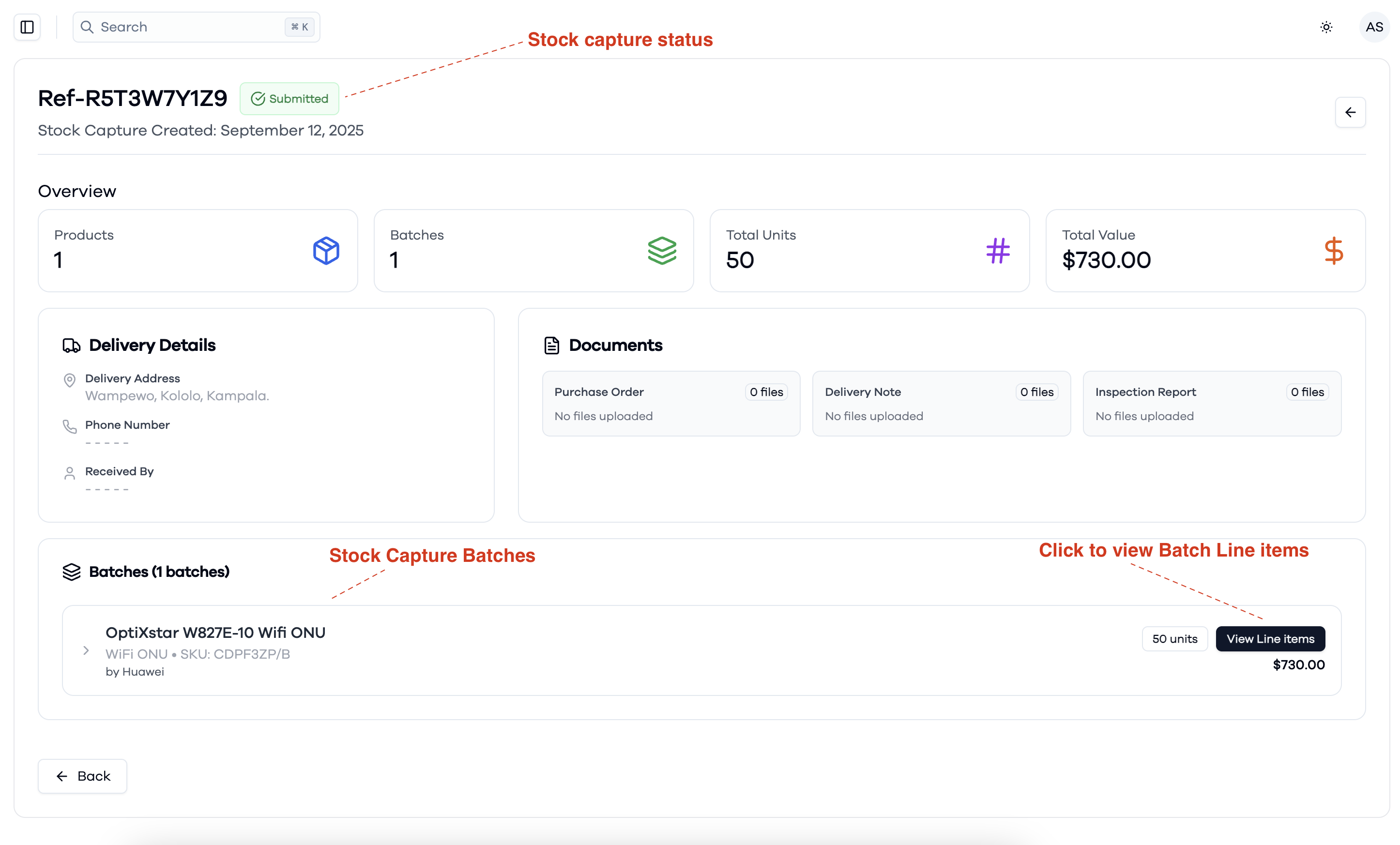 Stock Capture Details