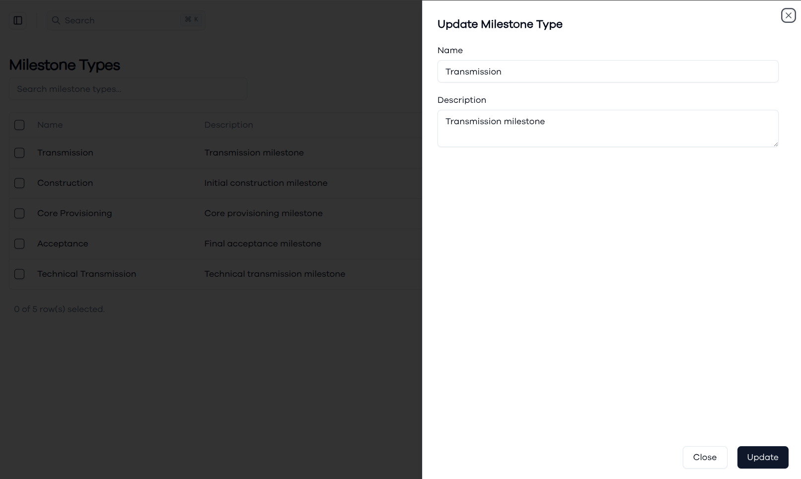 Updating a Milestone Type